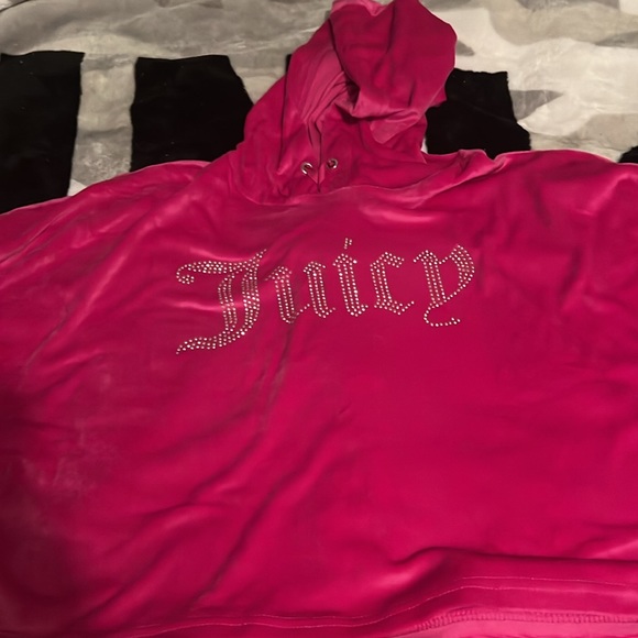 NEW JUICY COUTURE 2-Piece Hoodie Velour Pink/Magenta Pajama Set - Picture 2 of 6